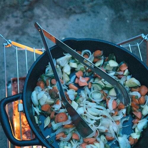 3 in 1 Multifunctional Stainless Steel Camping BBQ Spoon Tong Spatula Utensil