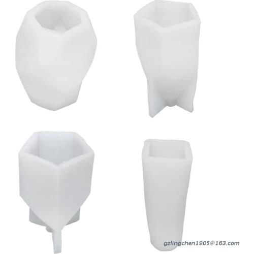 P8DE 3D Geometric Shape Candle Mold Silicone Soap Making Mould Fondant Candy Cake Chocolate Decorating DIY