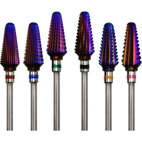 6 Types Tornado Purple Coating Tungsten Carbide Bit Milling Cutter for Electric Nail Drill Machine Manicure Nail Art Bits