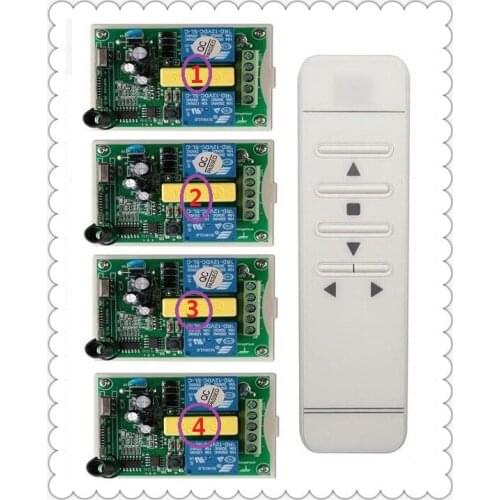 AC 220V 433mhz intelligent digital RF wireless remote control switch system 4*Receiver for projection screen/garage door/blinds