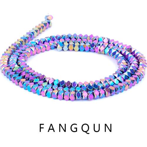 6colors 3mm Natural Stone Hematite Beads Bright Rhombic shape Loose beads for DIY Necklace Bracelet Jewelry Making Accessories