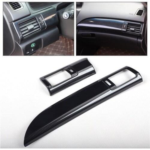 2pcs/set Console Dashboard Air Vent Trim Decoration Strip ABS Carbon Fiber Texture fit for Honda Accord 2014 2015 2016 2017