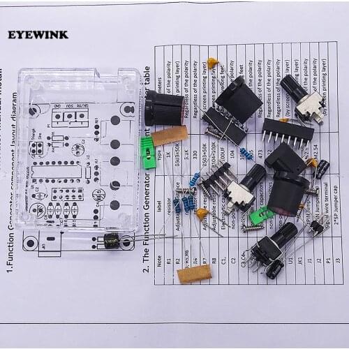Function Signal Generator DIY Kit Sine/Triangle/Square Output 1Hz-1MHz Signal Generator Adjustable Frequency Amplitude XR2206