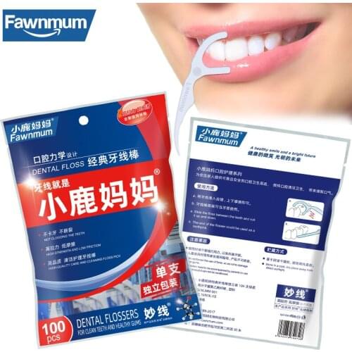 Fawnmum Oral Hygiene Individual Package Dental Floss Picks for Cleaning Interdental Spaces Toothpick With Thread Dentistry Tool