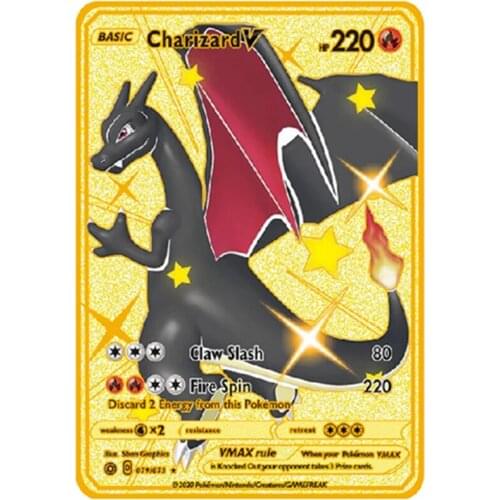2021 New Pokemon Flash Gold Metal PV French Game Battle Collection Collectible Card Childrens Toy Gift