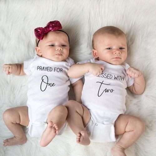 Twin s Prayed for One Blessed with Two Body Suit Twins Boys Girls Bodysuits Newborn Playsuit Casual Jumpsuit
