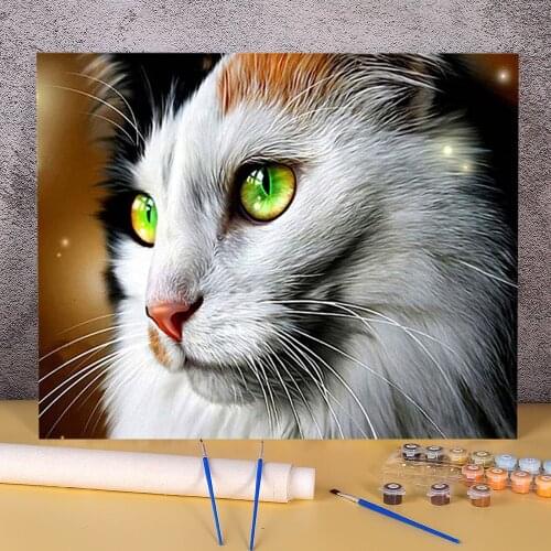 Cat Animal DIY Painting By Numbers Complete Kit Acrylic Paints 50*70 Canvas Pictures Decorative Paintings For Kids Wholesale