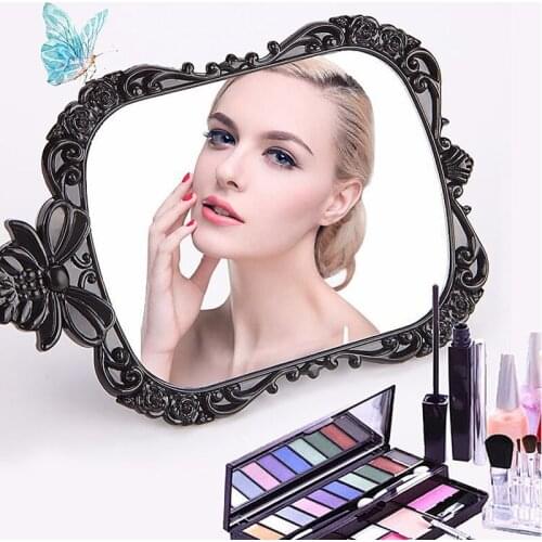 European-style Square Retro Makeup Mirror Butterfly Models Three-Dimensional Relief Vanity Mirror Handheld Makeup Mirror