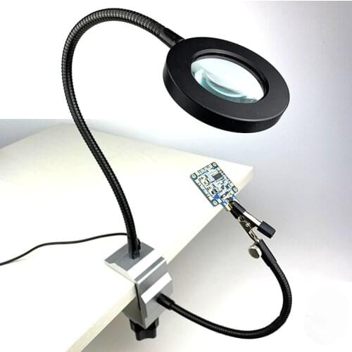 LED 3.5X Magnifier Bench Vise Table Clamp Third Hand Tool Soldering Helping Hand USB 2pcs Flexible Arms For Motherboard Repair