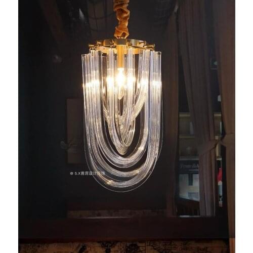 Led postmodern retro American chandelier French aisle guest restaurant cloakroom bedroom bedside wall lamp crystal bar