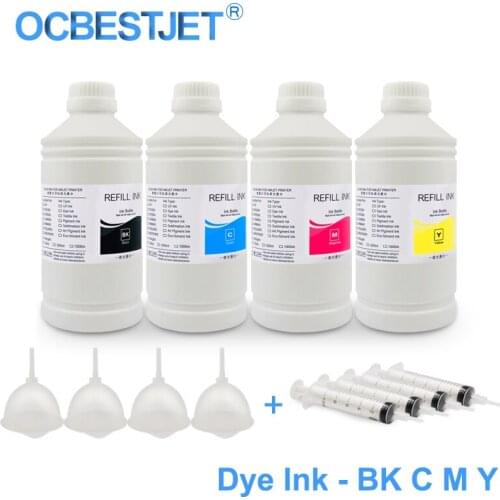 4x1000ML Universal Dye Ink Refill Ink Kit For Epson L100 L110 L120 L210 L300 L355 L350 L550 L555 Stylus Pro 4400 7400 9400 B300