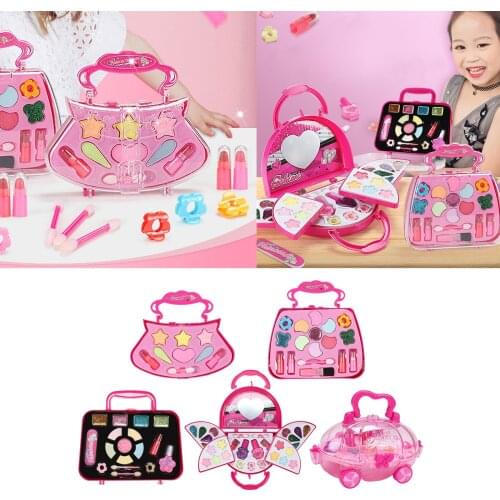 Princess Makeup Set Kids Girls Beauty Gift Set Handbag Pretend Play Makeup Toy Cosmetics Performances Box Set Pretend Play Kit