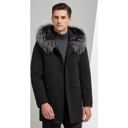 2020 New Design Mens Clothing Rabbit Liner Medium-long Winter Jacket Coats Men Black Fur Collar Hooded Mens Coat Winter,M-4XL