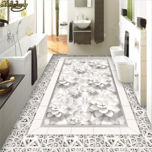 Beibehang Custom Photo Wallpaper Floor Painting Modern Decorative Diamond Lotus Club Hall 3D Floor Painting papel de parede