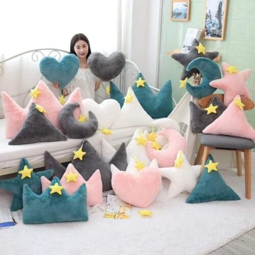 INS Nordic Solid Color Rabbit Plush Toy Car Cushion Simple Five-pointed Star Crown Pillow Sofa Cushion Kids Girl Room Decoration