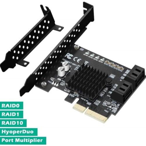 4-Port SATA III 6Gbps PCIE RAID Host Controller Card Support HyperDuo SSD Tiering IPFS Hard Disk Port Multiplier 88SE9230 Chip