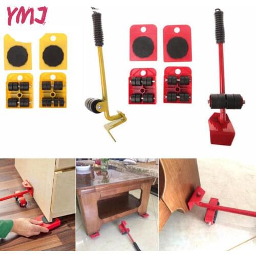 Furniture Lifter Easy To Move Slider 5 Piece Set Mobile Tool Set Heavy Furniture Equipment Mobile and Lifting System Multicolor