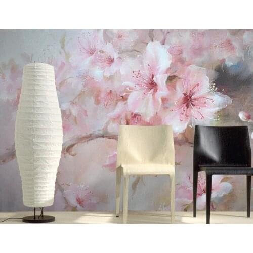 Custom plum blossom hand-painted 3d mural paintings papel de parede,hotel restaurant living room TV wall bedroom silk wallpaper
