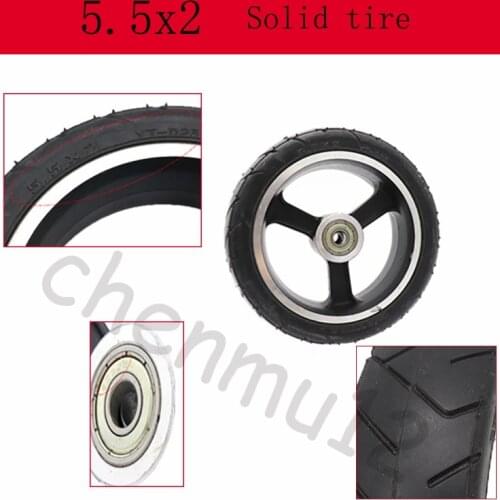 5 Inches 5.5x2 Solid Rubber Tires, Suitable for F0, Jackhot Carbon Fiber Electric Scooters, with Alloy Wheels, Explosion-proof