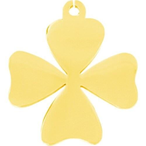 Risul golden Four Leaf Clover charms DIY woman girl female jewelry making parts stainless steel bulk wholesale tags pendants