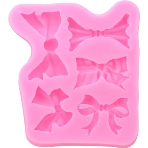 Pink Bows Shape 3D Silicone Mold Soap Fondant Chocolate Moulds Candy Cake Molds Sugar Arts Flower DIY Wedding Decor
