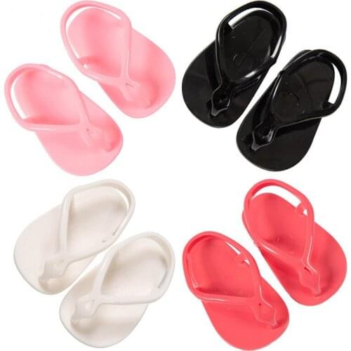 DIY Doll Shoes Summer Slippers for 18 Inch American Dolls & 43 Cm Baby New Born Doll Accessories Baby Toys Doll Shoes
