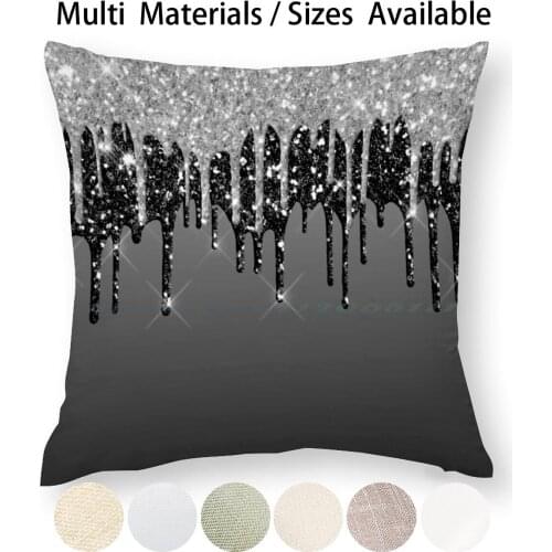 Silver Glitter Pillow Case Throw Pillow Cover Cotton Linen Flax Silver Glitter Gold Glitter Rose Gold Glitter Glamour Glitter