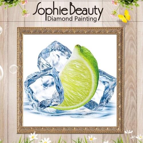 Sophie Beauty Diamond Painting Cross Stitch Handcraft Beads Full Square Cool Ice Cube Fruit Embroidery Sewing Needlework Mosaic