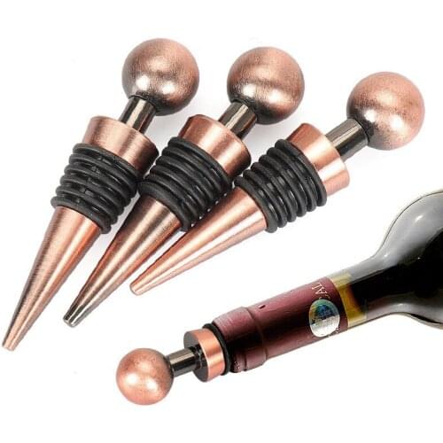 Wedding Wine Stopper Stainless Steel Bottle Stopper Champagne Stopper Reusable Wine Preserver for Home Wedding Bronze