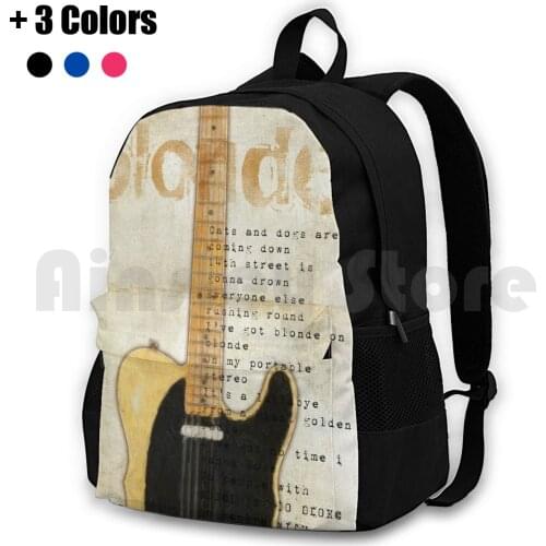 Blonde On Blonde Outdoor Hiking Backpack Riding Climbing Sports Bag Telecaster Guitar Music Blonde