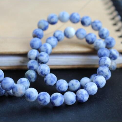 White Dot Matt Blue-vein Sodalite Natural Stone Beads Round For Jewelry Making Diy Material For Bracelet 4mm 6mm 8mm 10mm