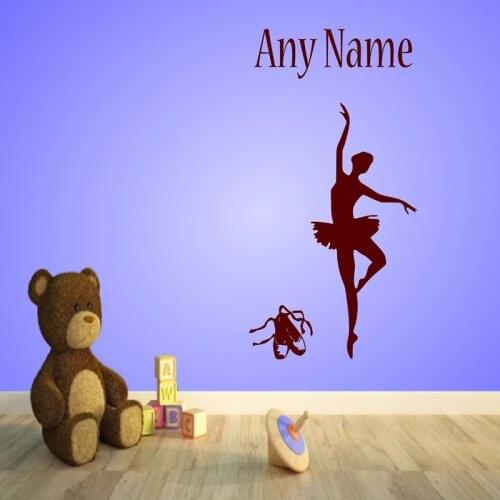 New Personalised Ballerina Vinyl Wall Sticker Any Name Bedroom Kids Art Decal Gift 120cmx60cm