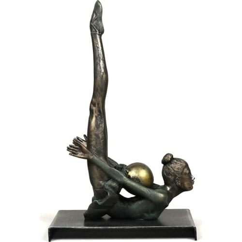 Vintage Resin Calisthenics Sculpture Iron Girl Gymnastics Statue Prize Souvenir Birthday Gift Craft Ornament Decor Accessories