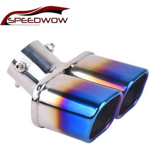 SPEEDWOW Double Outlet Exhaust Pipe Square Exhaust Muffler Tip For Audi A4 B8 Car Accessories Stainless Steel Muffler