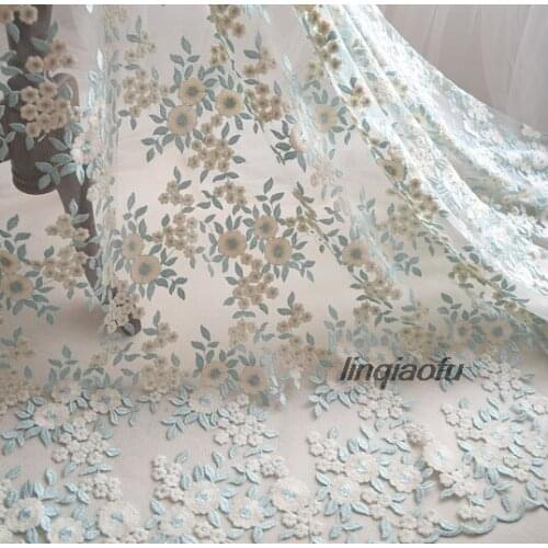 High-grade color matching embroidery lace fabric tablecloth curtain diy material