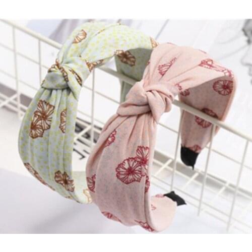 Women Hair Accessories Headband Print Fresh and Pure Hearts Print Hairband Top Knot Headband Bow Adult Sweet Girls Head Band