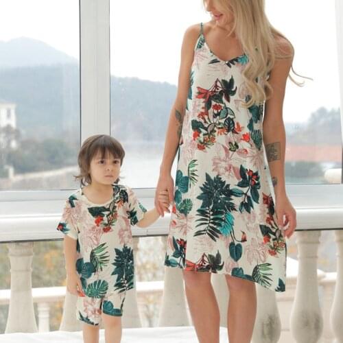 Family Look Women Matching Mother And Daughter Clothes Sleeveless Floral Dress For Mommy And Me Kids Girls Mom Daughter Dresses