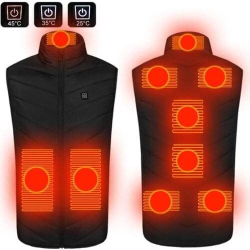 9 Zones Heated Vest Jacket Heating USB Winter Electrically Sleeveless Jacket Winter Outdoor Waistcoat Riding Man Woman
