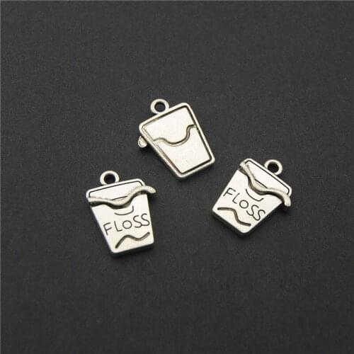 10pcs Tibetan Silver Color Dental Floss Charms Pendant Fit Bracelets Necklace DIY Metal Jewelry Making