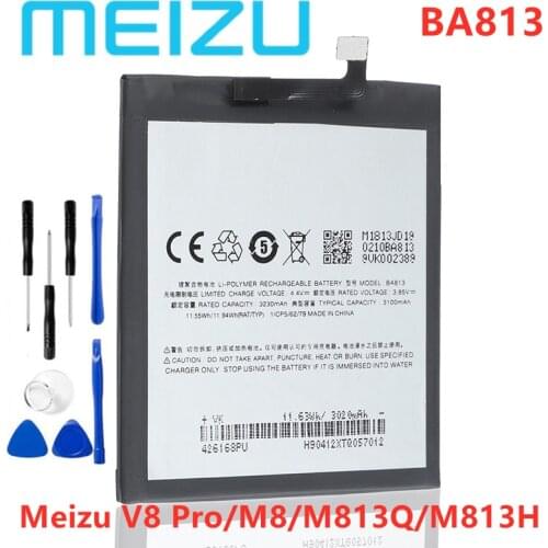 Meizu 100% Original BA813 3100mAh Battery For Meizu V8 Pro/M8/M813Q/M813H Smart Phone high quality Battery+Tracking Number