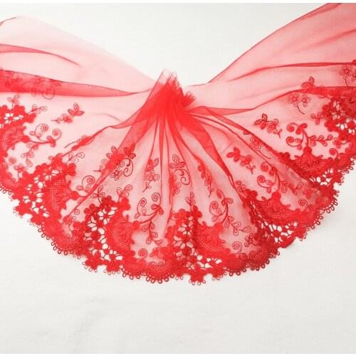 15Yards Red Sewing Ribbon Lace Trim Dress DIY Garment Curtains Accessories Bra Underwear Embroidered Fabric New