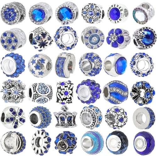 2Pcs 45 Styles Love Heart Shaped Beads Silver Plated Charms Fit Original Brand Bracelet For Women Jewelry Making Special Offer