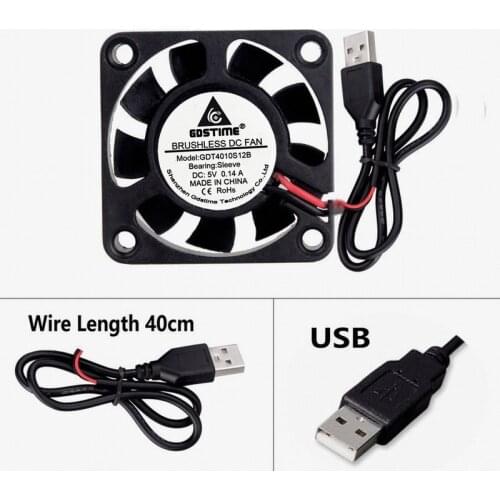 2pcs Gdstime 4010 Micro 40x40x10mm 40mm DC Brushless Cooling Fan 5V USB Connector 9 Blades