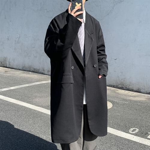 2021 Mens Mid-length Youth Jackets Fashion Clothes Windbreaker Loose Black/grey Color Casual Trench High-quality Coats M-2XL