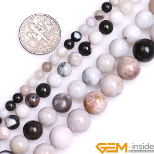 4/6/8/10mm Round White Natural Parral Dendritic Agates Beads DIY Loose Beads For Jewelry Making Strand 15 Inch Wholesale