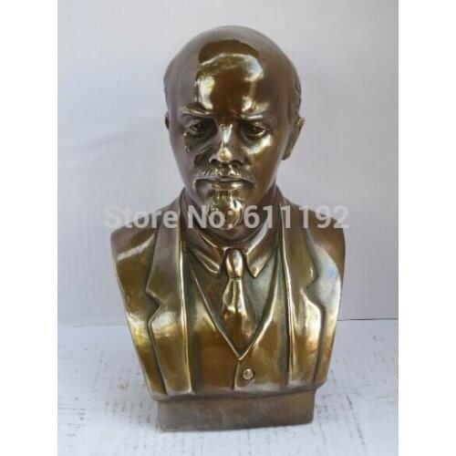 ANTIQUE COPPER ART COLLECTIBLE EXQUISITE LENIN BUSTS SCULPTURE METAL CRAFTS, MODERN HOME DECOR GIFTS