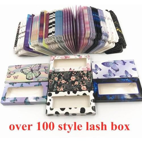 Wholesale 50/100pcs paper false eyelash packaging box lash boxes packaging custom logo faux cils 25mm mink eyelashes marble case