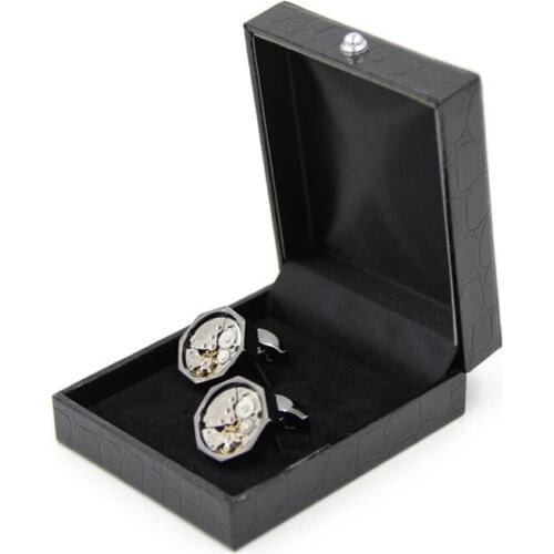 Black Leather Jewelry Packaging Box Cufflinks Box Gift Storage Case Display Cuff Box New Jewelry Packaging & Display ZA5721