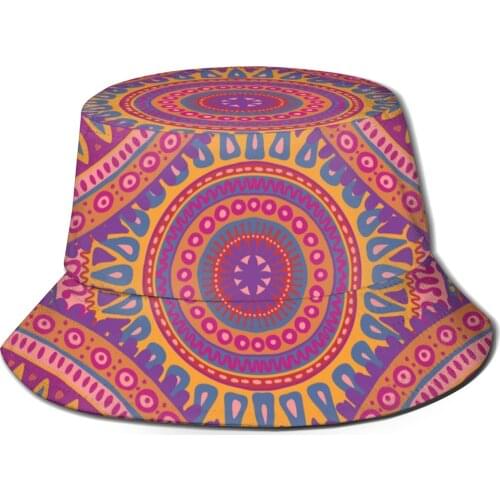 CINESSD Fishermans Hat Unisex Fashion Bob Cap Hand Drawn In Indian Style Hip Hop Gorros Panama Windproof outdoor Bucket Hat