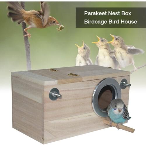 Parakeet Nest Box Birdcage Bird House Budgie Wooden Mating Breeding Box For Lovebirds Bird Wooden House